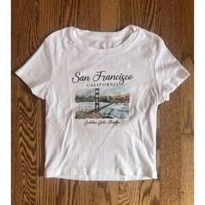 Organic Generation Crop Top Women's M White Print TShirt 100% cotton San Fran